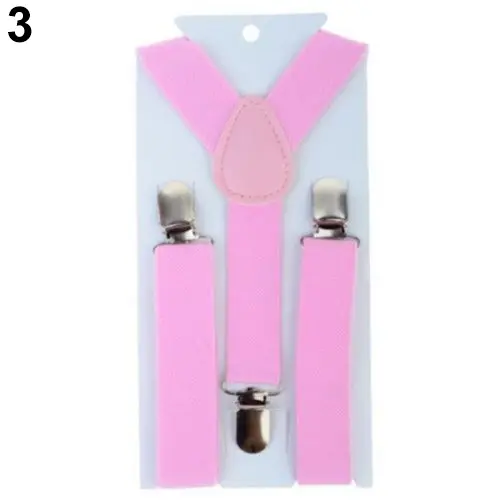 Solid Color Kids Suspenders Clip-on Straps Adjustable Elastic Y-Back Brace Children Boy Girl Braces Baby Wedding Tie Accessories