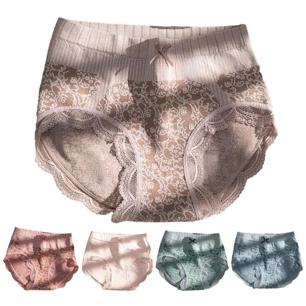 High Waisted Panties Ladies Jacquard Pattern Sexy Lace Hip Lifting & Shaping Skin Friendly & Soft Comfortable Cotton