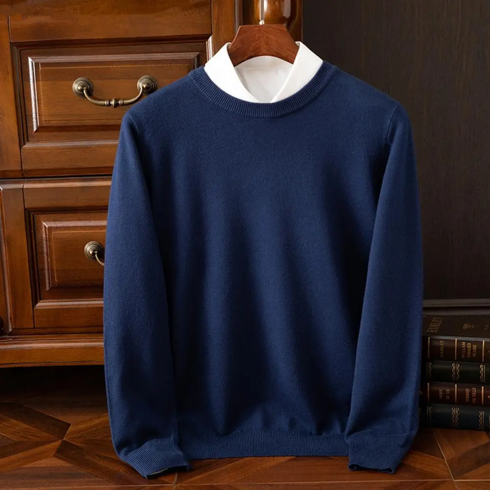 Autumn Men's Cashmere Sweater O-Neck Pullovers Knit Large Size Wool Sweater Winter New Tops Long Sleeve High-End Jumpers