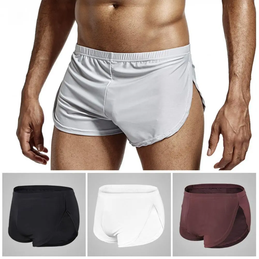 Summer Sports Shorts Men Sweatshorts Boxer Running Gym Beach Jogging Bottoms Men Fitness Training Side Split Shorts Pants