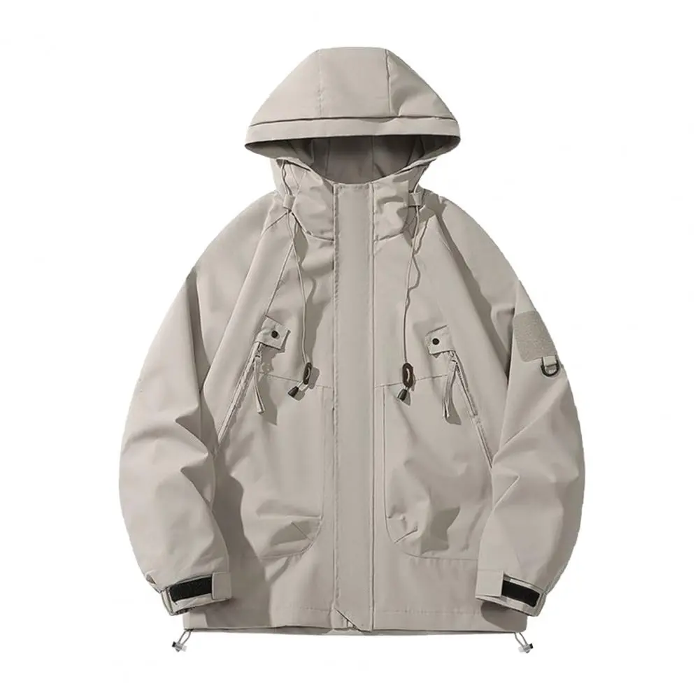 Trench Windbreakers Men Hooded Jacket Zipper Coat Cargo Waterproof Bomber Camping Loose Thin Softshell Hooded Hiking Jacket