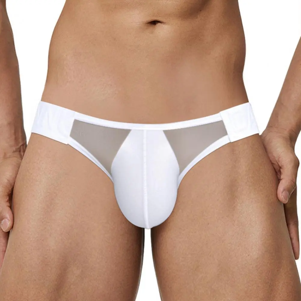 Sexy Men's Transparent Ice Silk Solid Color Panties Low-Waisted Breathable Underwear Pump Man Underpants Men Bulge Pouch Briefs