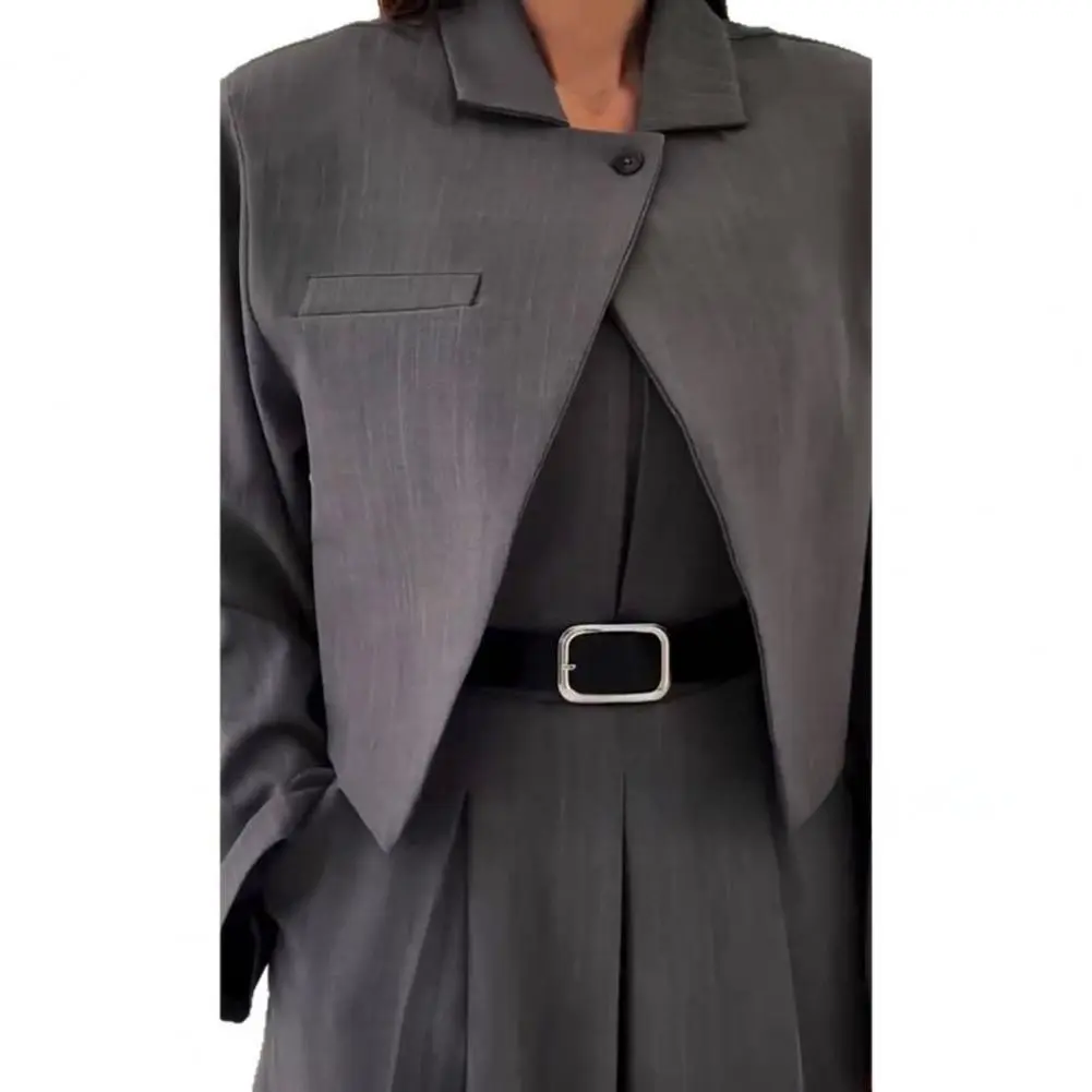Women Fashion Blazer Lapel Slim and Jumpsuit 2pcs Sets Long Suit Coat Female Wild Office Lady Commute Woman Outercoat Top