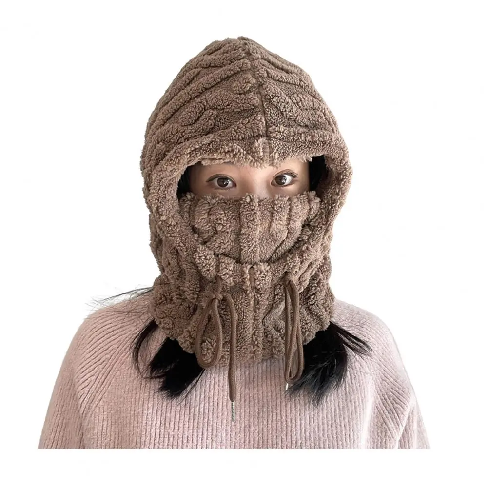 Women Knitted Hat Sherpa Hood Winter Hat Scarf Combo for Men Women Windproof Ski Face Covers with Ear Protection for Hiking