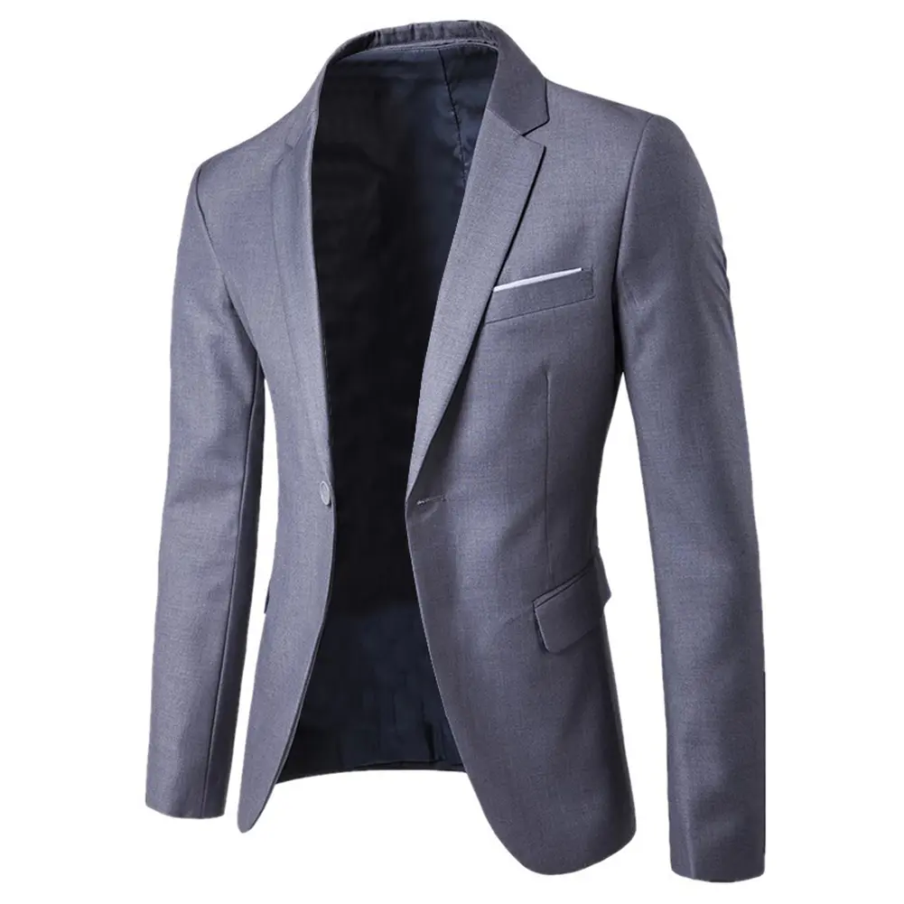 2Pcs/Set Plus Size Men Solid Color Long Sleeve Lapel Slim Button Business Suit Autumn Fashion Solid Slim Wedding Set Vintage