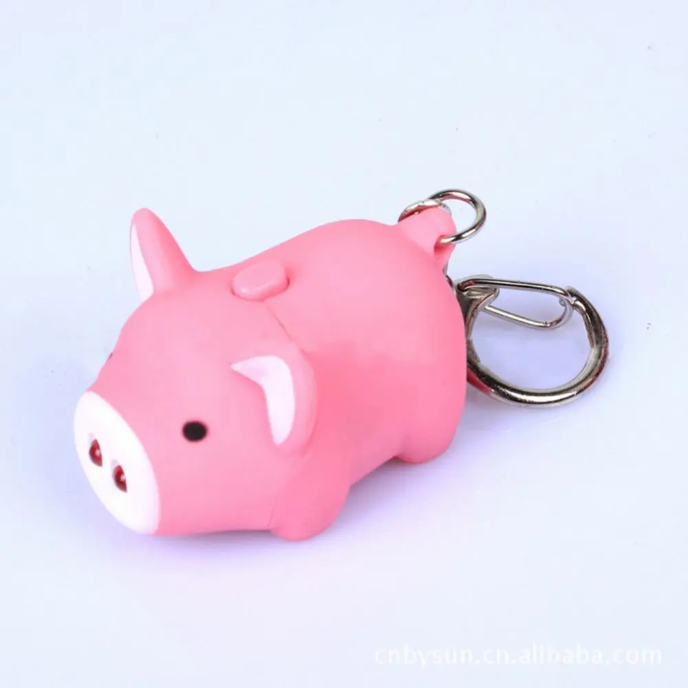 LED Light Pig Key Chain LED Sound Cute Pig Keyring Bag Pendant Mini Flashlight Backpack Funny Pendant Keyring Jewelry Kid Gift