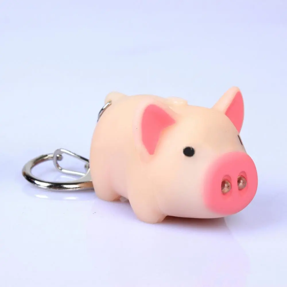 LED Light Pig Key Chain LED Sound Cute Pig Keyring Bag Pendant Mini Flashlight Backpack Funny Pendant Keyring Jewelry Kid Gift