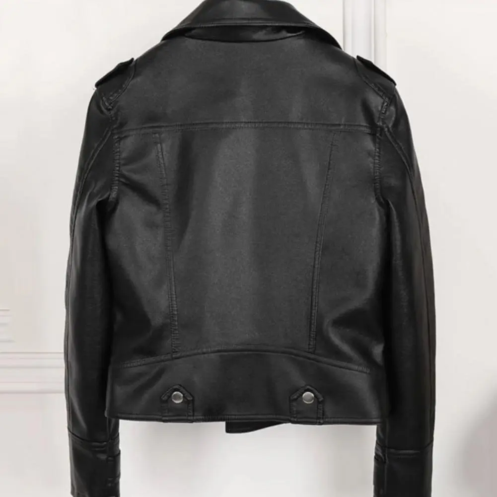 Women Jacket Spring Woman Faux Leather Jacket Chic Vintage American Street Wear Short Lapel Zipper Biker Coat Fashion Streetwear