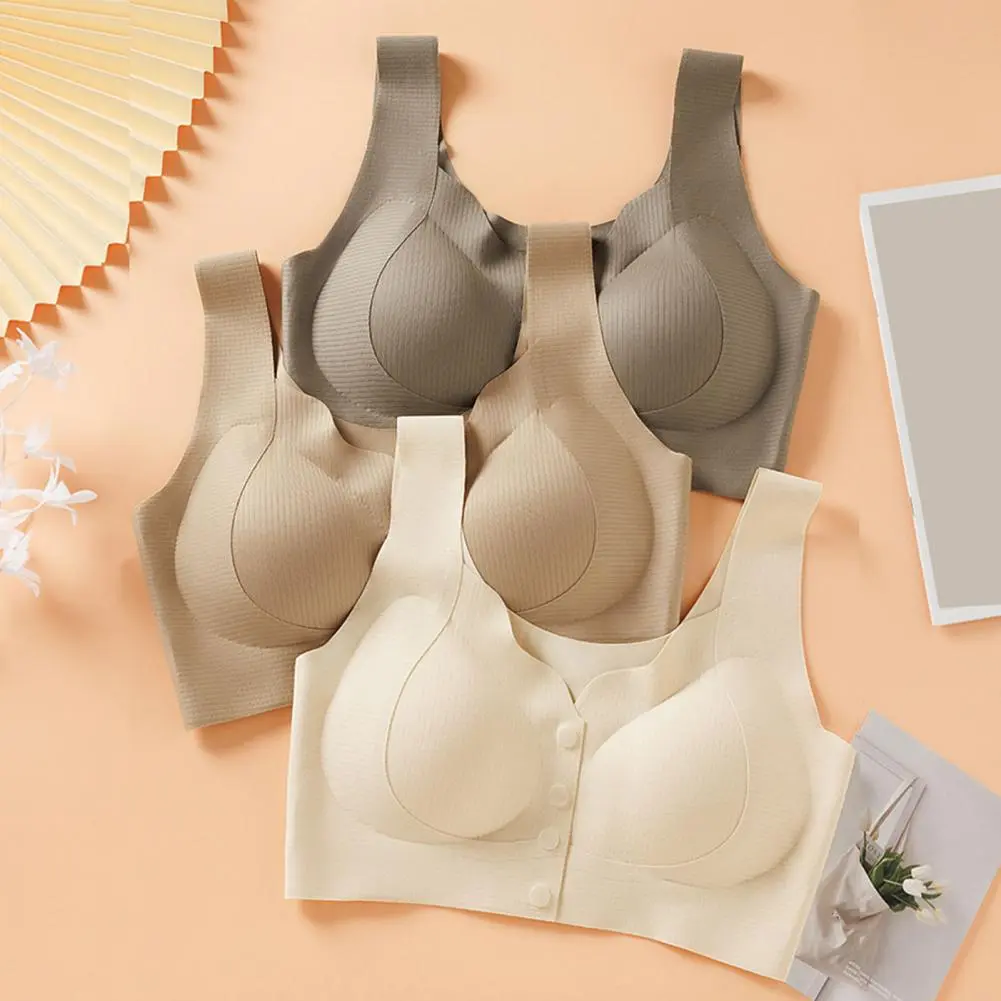 Wireless Women Bra Elastic Shoulder Strap 2025 Seamless Front Button Closure Chest Vest Button-up sexy Push-up Sport Lady Bra