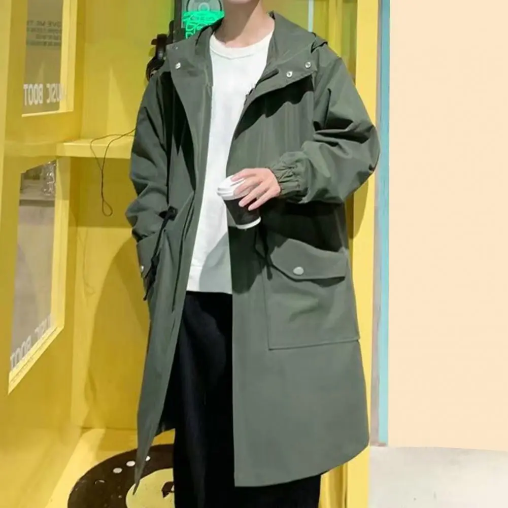 Men Trench Coat Japanese Style Hooded Street Windbreaker Wrinkle Resistant Fashion 2024 Autumn New Men Trench Coat Men Jacket