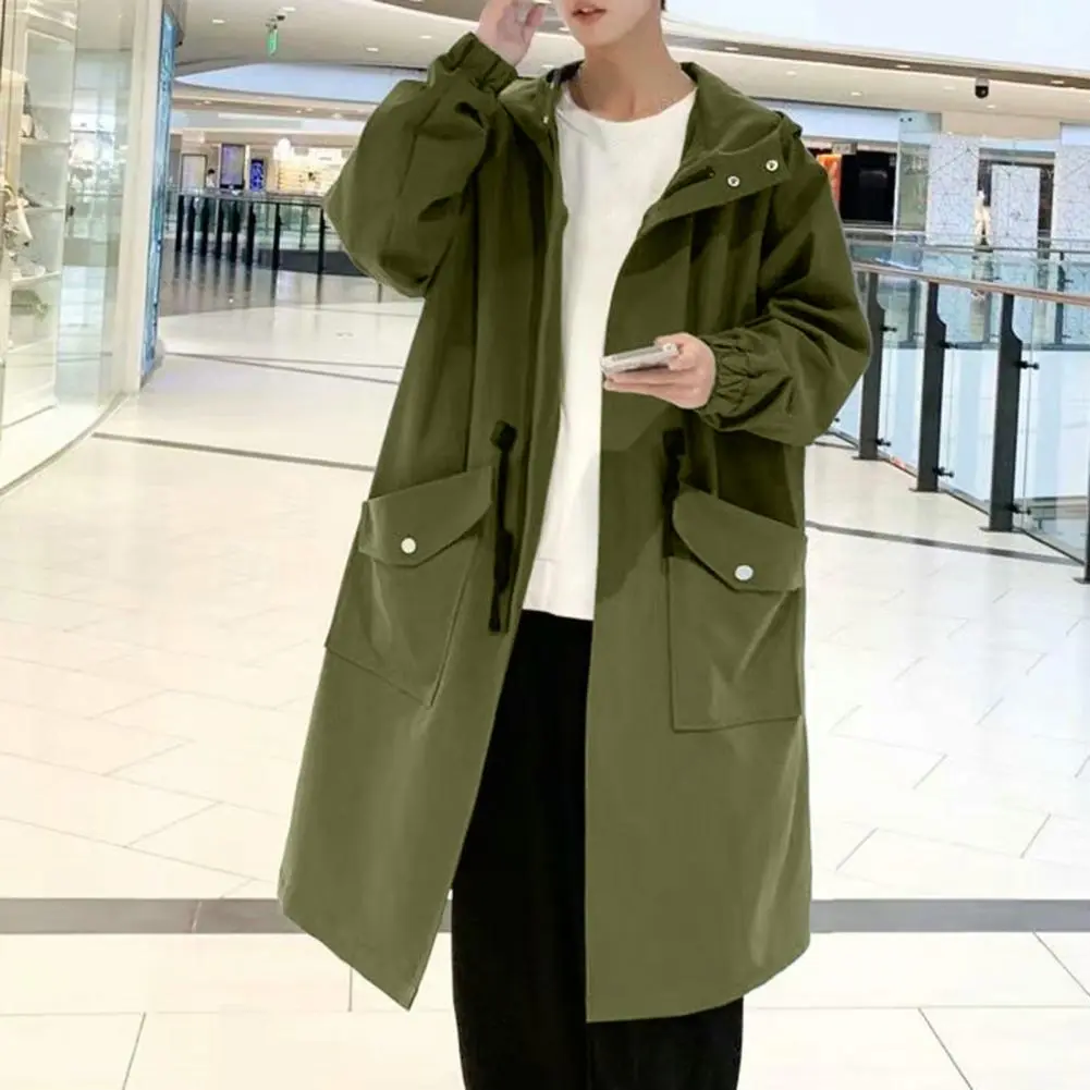 Men Trench Coat Japanese Style Hooded Street Windbreaker Wrinkle Resistant Fashion 2024 Autumn New Men Trench Coat Men Jacket