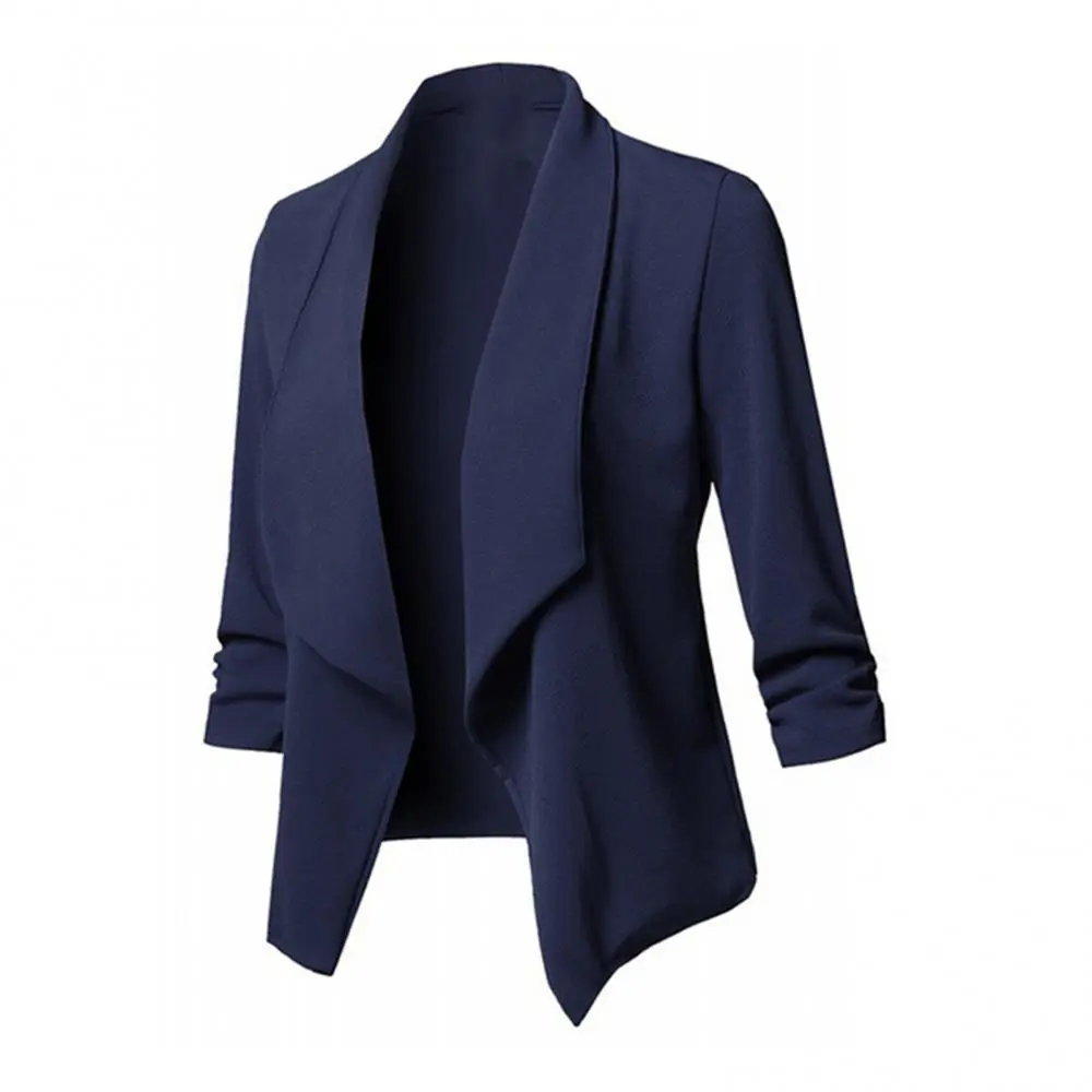 Plus Jacket Women s Solid Color Slim Fit Temperament Coat Women s Long Sleeve Solid Color Suit Collar Short Suit Jacket