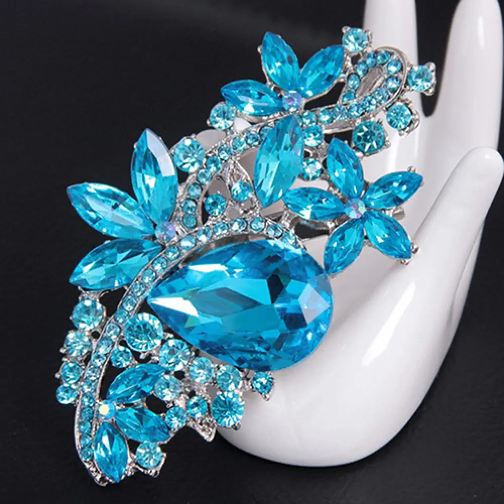 Waterdrop Rhinestone Brooch Pin Shinny Faux Crystal Brooches  Lapel Pin Lady Rhinestone Flower Brooches Corsage Wedding Jewelry