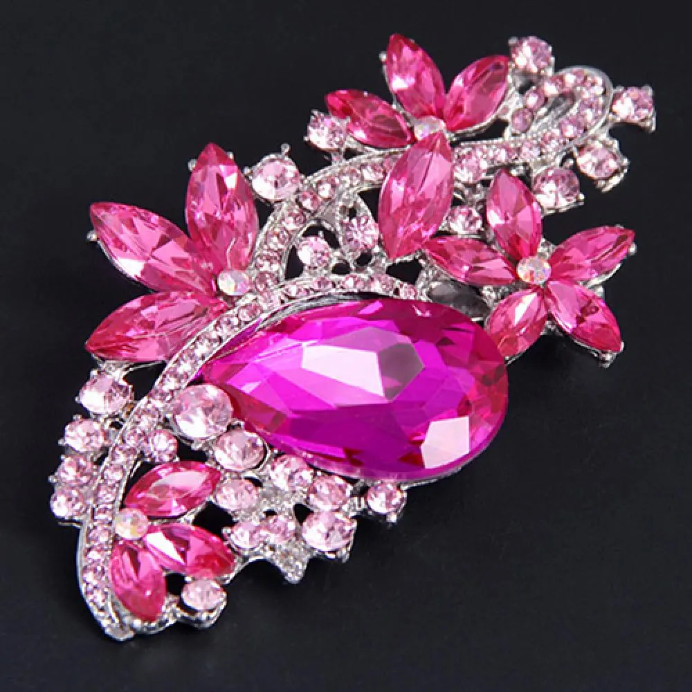 Waterdrop Rhinestone Brooch Pin Shinny Faux Crystal Brooches  Lapel Pin Lady Rhinestone Flower Brooches Corsage Wedding Jewelry