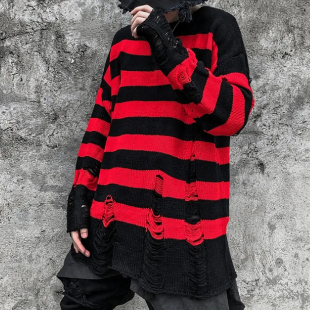 Men Sweater Hip Hop Women Sweater Pullover Knit  Chic Stretchy Anti-shrink Men Sweater