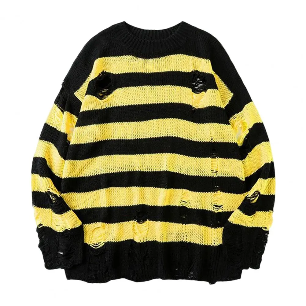 Men Sweater Hip Hop Women Sweater Pullover Knit  Chic Stretchy Anti-shrink Men Sweater