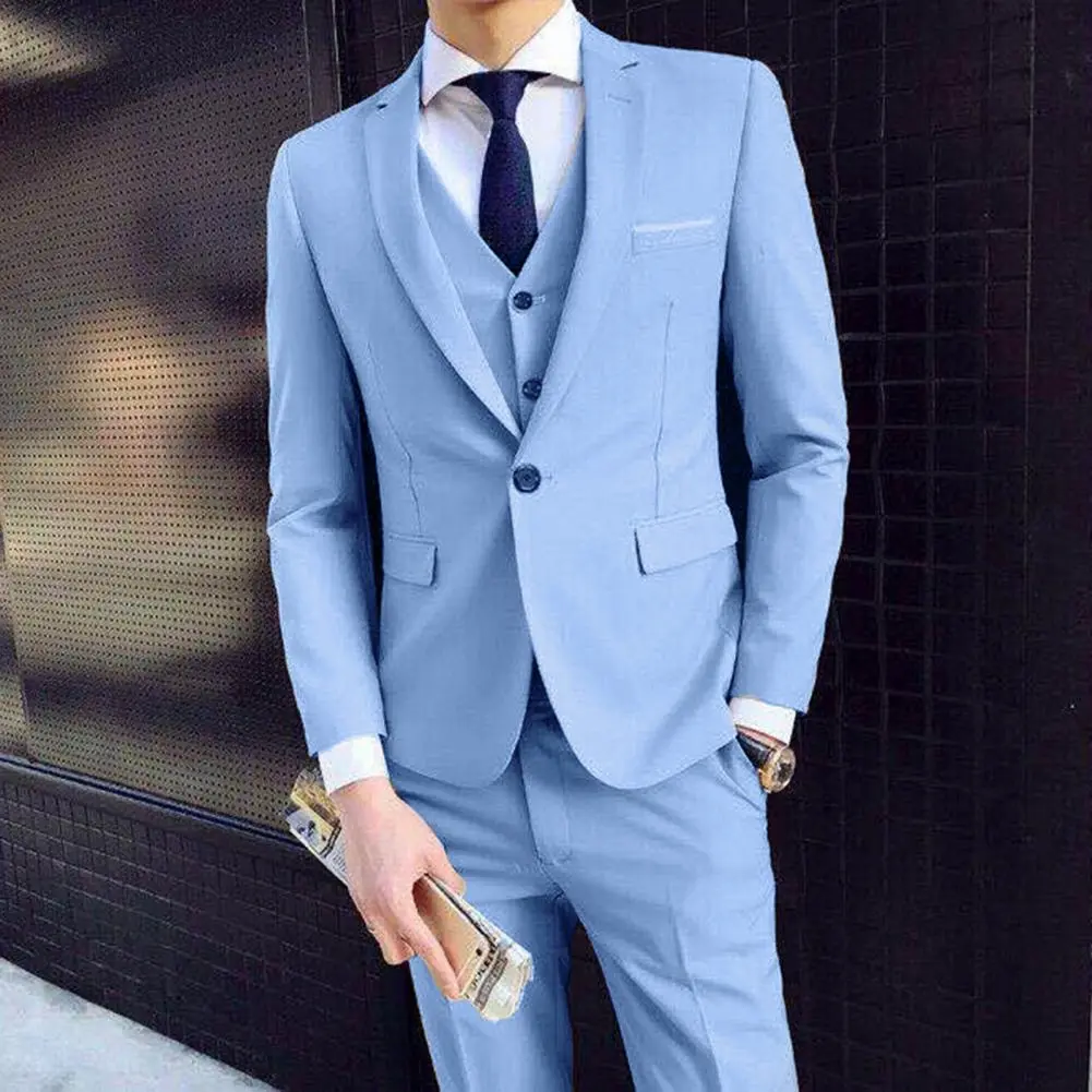 Business Suits Men Blazers 3 Pieces Set Luxury Slim Fit Turn down Collar Vest Pants Jackets Men Suit Groom Wedding Suit