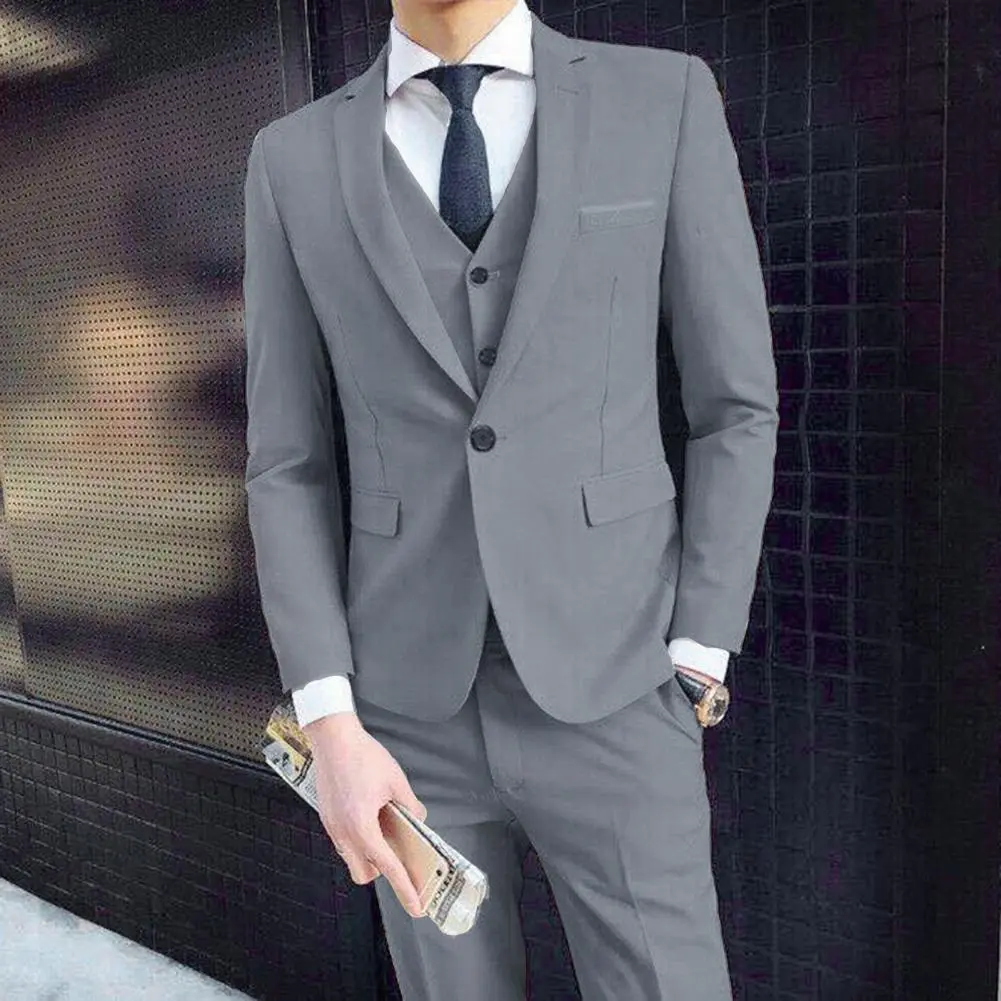 Business Suits Men Blazers 3 Pieces Set Luxury Slim Fit Turn down Collar Vest Pants Jackets Men Suit Groom Wedding Suit