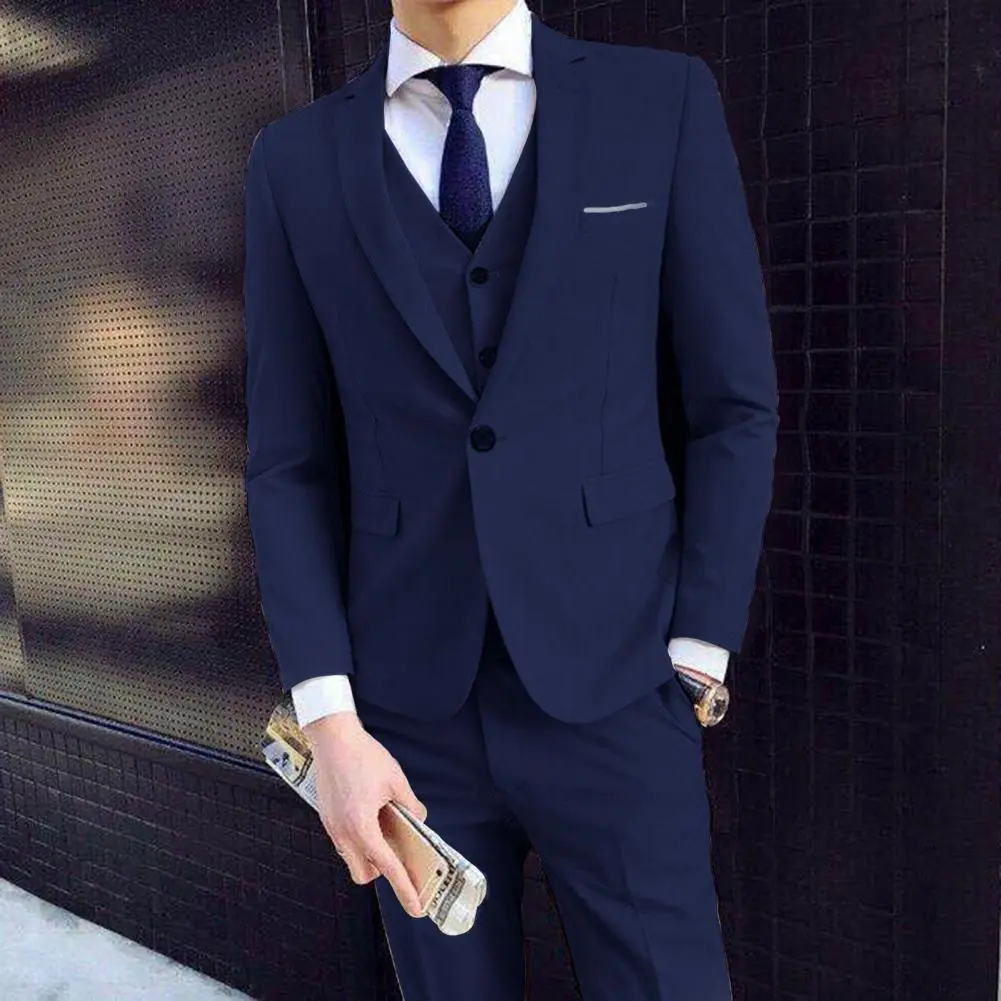 Business Suits Men Blazers 3 Pieces Set Luxury Slim Fit Turn down Collar Vest Pants Jackets Men Suit Groom Wedding Suit