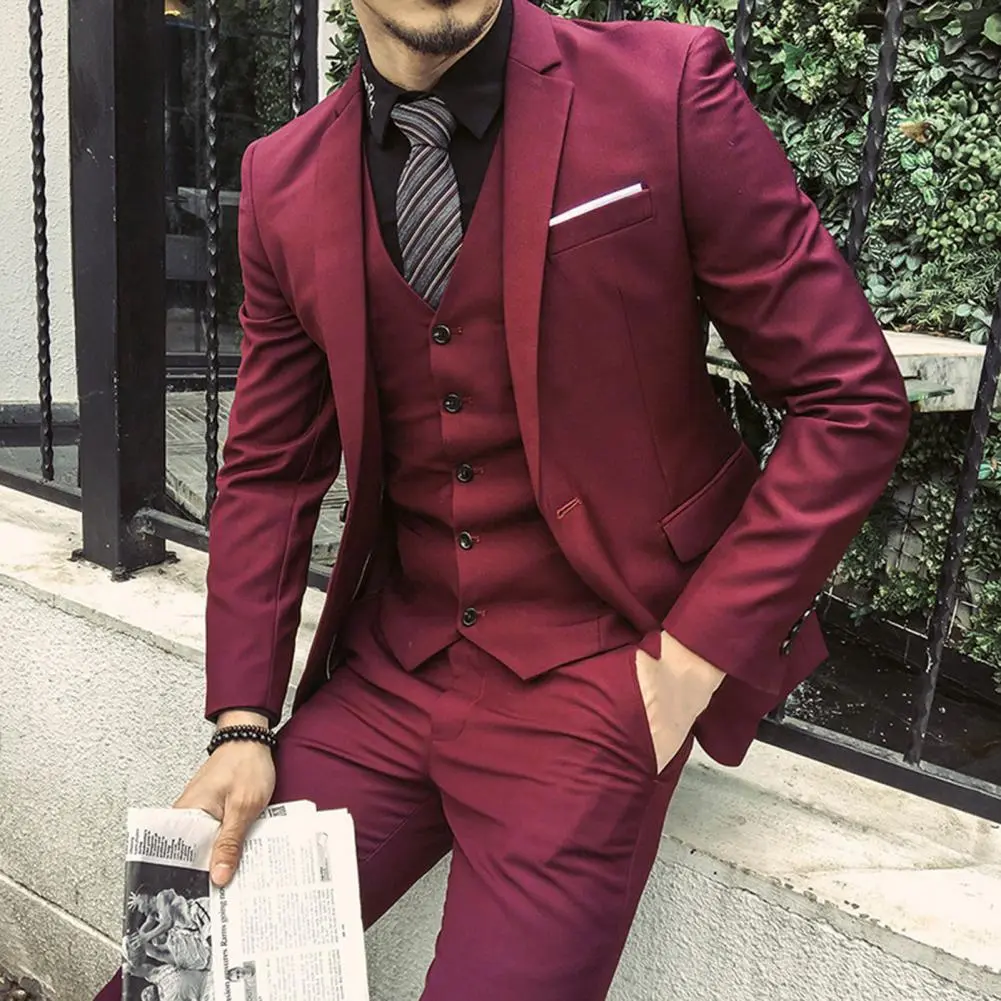 Business Suits Men Blazers 3 Pieces Set Luxury Slim Fit Turn down Collar Vest Pants Jackets Men Suit Groom Wedding Suit
