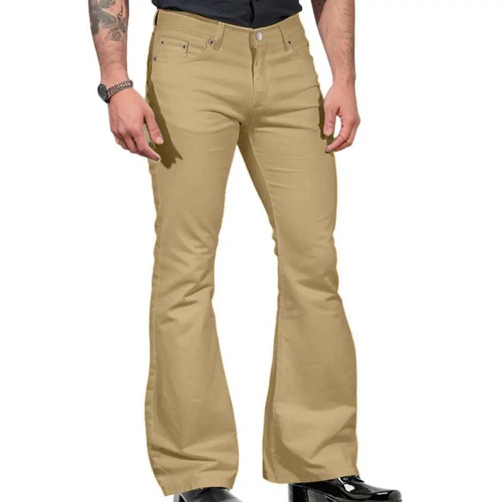 2025 S-2XL Vintage Jeans Pants Stretchy Slim Fit Mid-rise Bell Bottom Trousers Fashionable Men Flared Pants Charm Retro Pants