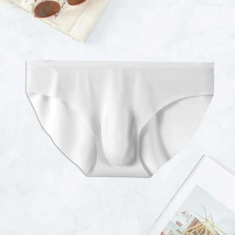 2025 L-3XL Men Seamless Ice Silk Briefs Low-rise 3D U-convex Ultra-Thin Panties Solid Color Quick Drying Underwear