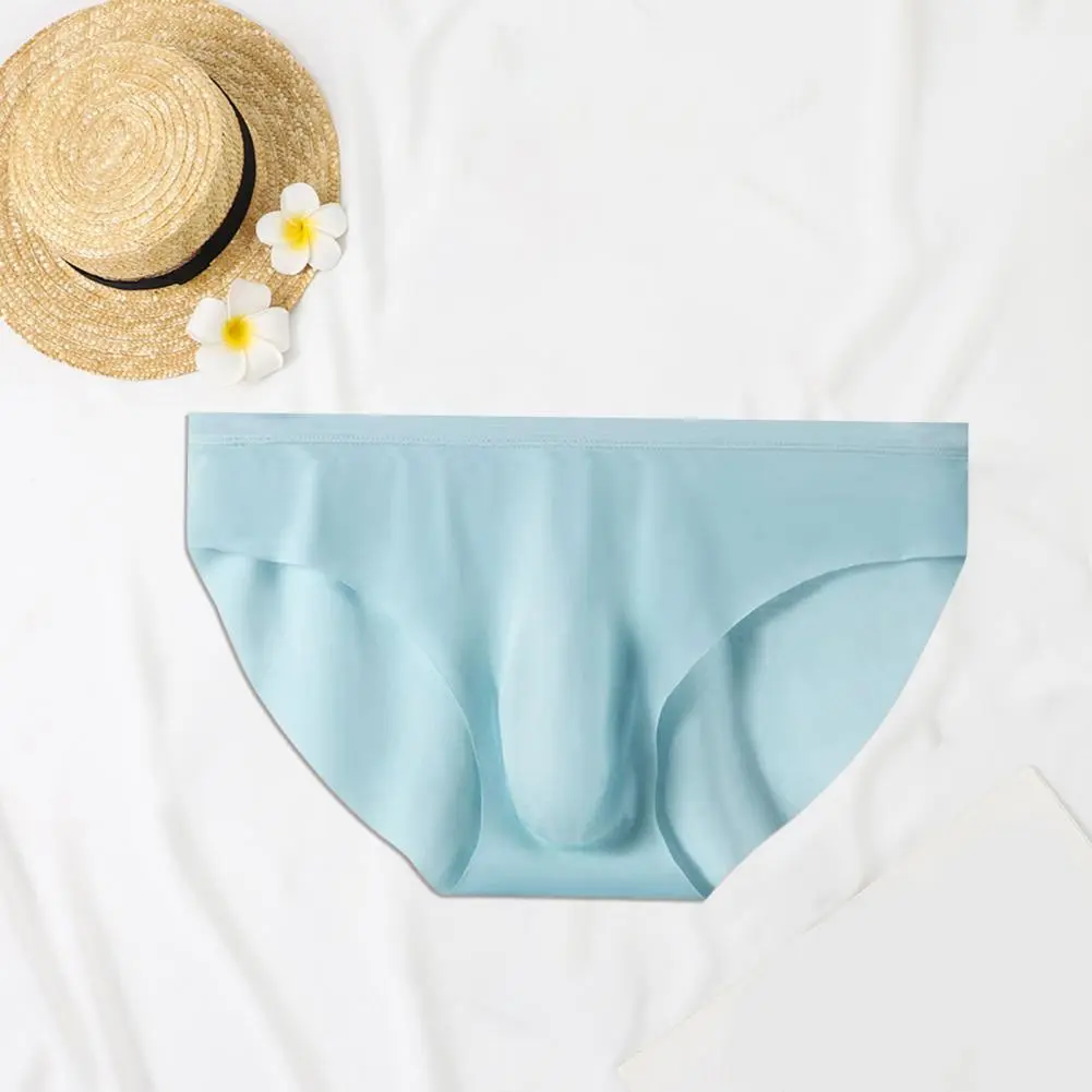 2025 L-3XL Men Seamless Ice Silk Briefs Low-rise 3D U-convex Ultra-Thin Panties Solid Color Quick Drying Underwear