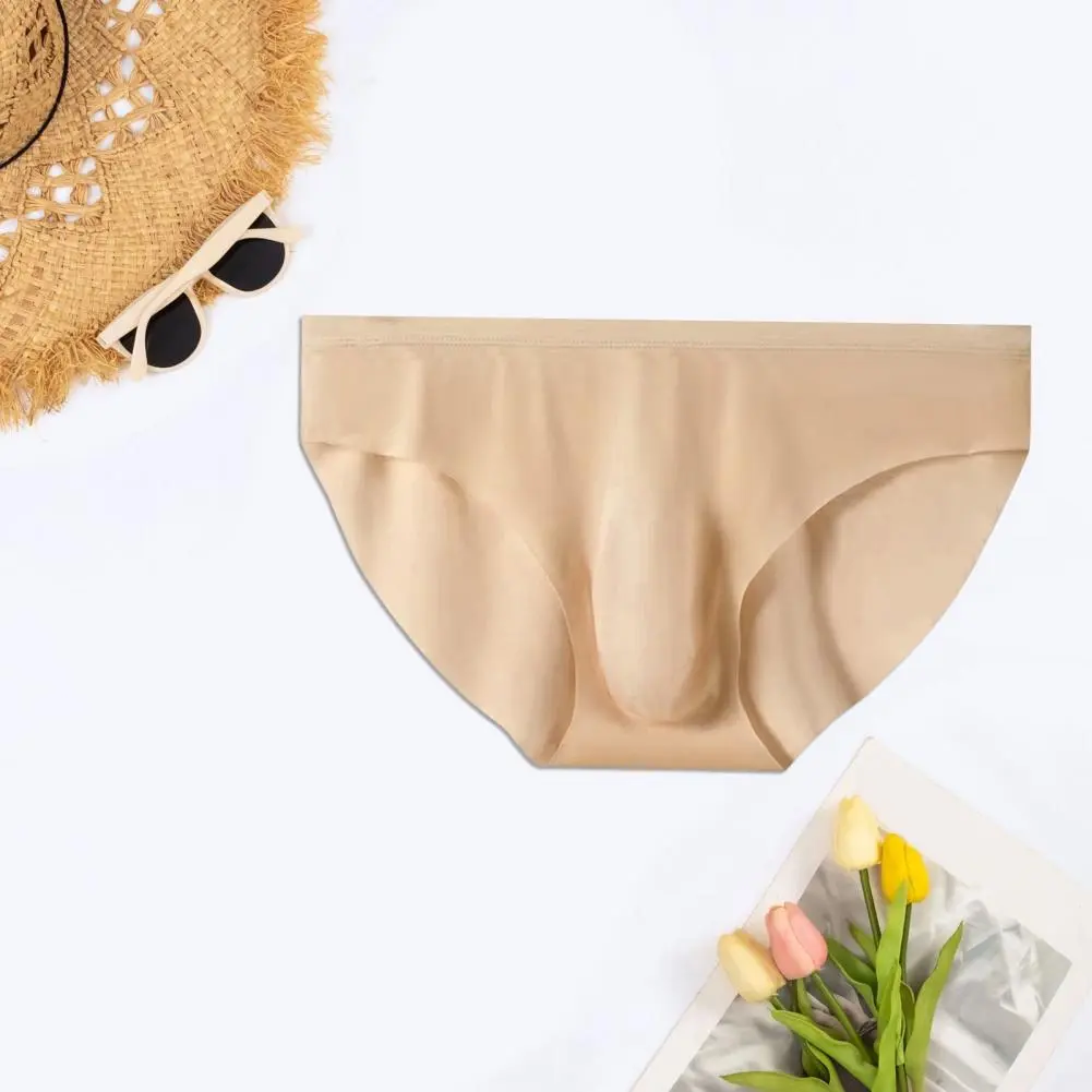 2025 L-3XL Men Seamless Ice Silk Briefs Low-rise 3D U-convex Ultra-Thin Panties Solid Color Quick Drying Underwear