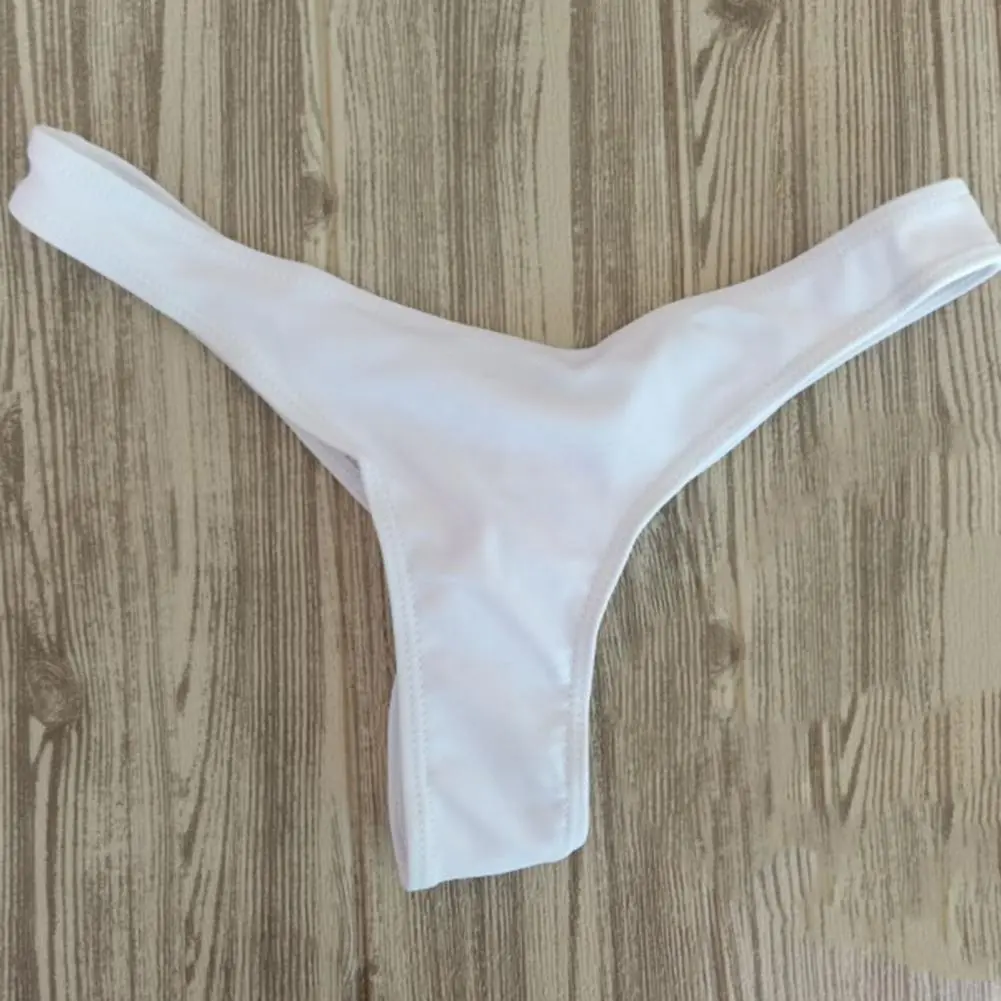 Sexy Women's T-shaped Swimming Trunks Pleated G-string Beach Briefs Solid Quick-drying Soft Sports Bikini Panties Underpants