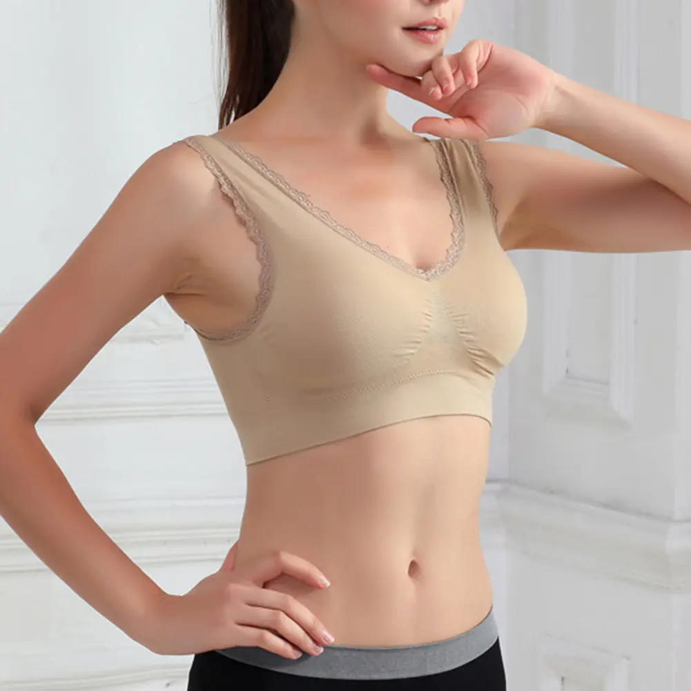 Sexy Bra For Women Dual Layer Lace Wire Free Bra Seamless Padded Bra Vest Crop Top Underwear Sports Bralette бюстгальтер женский