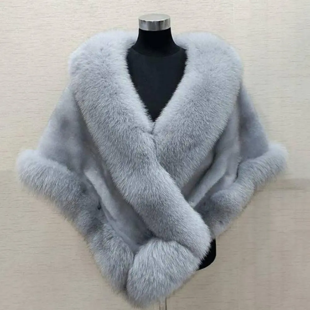 Luxury Fur Women Poncho Fluffy Shawl Fur Evening Dress Shawl Wedding Banquet Shawl Dress Shawl Plush Cape Coat Women Jackets