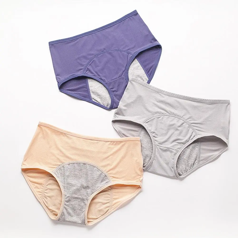 Menstrual Panties Leakproof Breathable Menstruation Briefs Oversize Mid Rise Stretchy Menstrual Women Briefs Menstrual Underwear