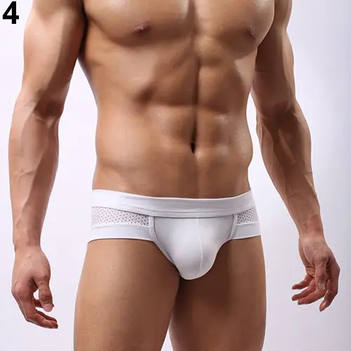 Men's Sexy Mesh Modal Triangle Underwear Breathable Briefs Bulge Pouch Underpants Men's Briefs Bikini Gay Panties calzoncillo