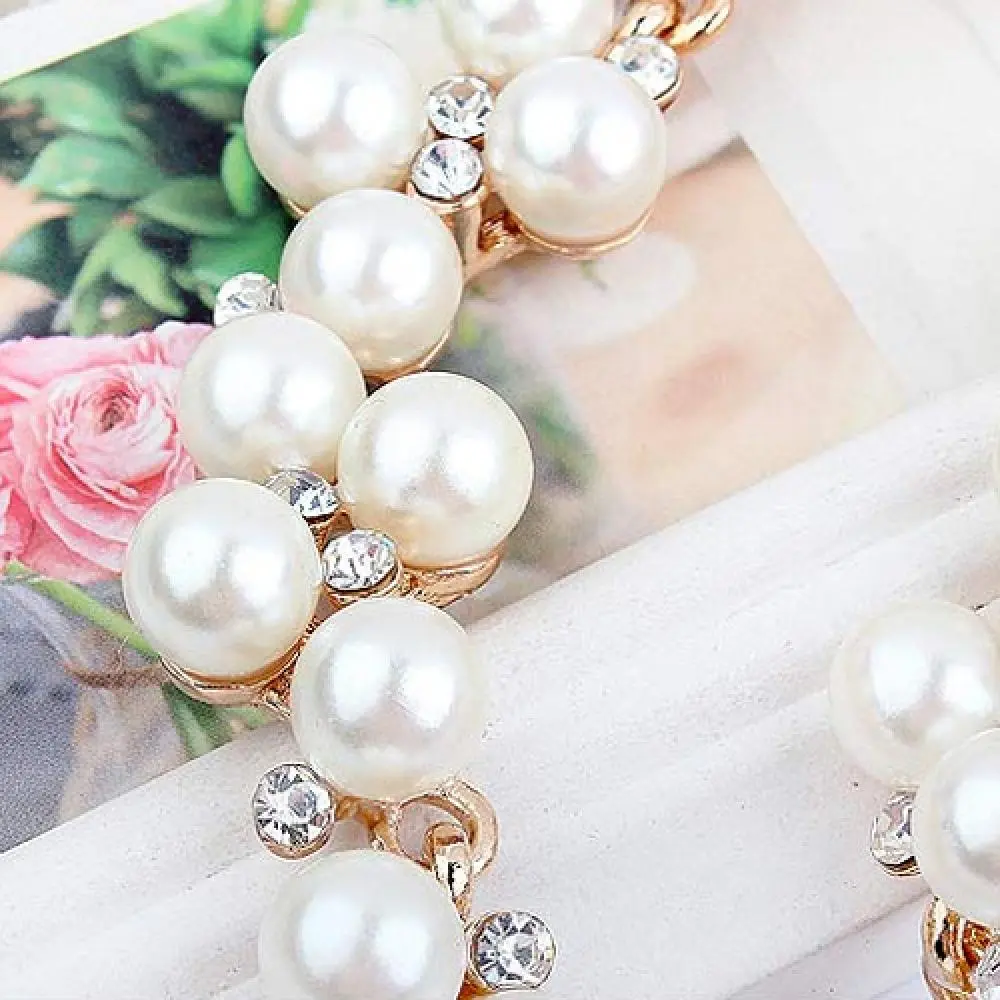Rhinestone Fake Pearl Necklaces Faux Freshwater Pearl Necklace For Women Bridal Elegant Wedding Party Pearl Rhinestone Necklace