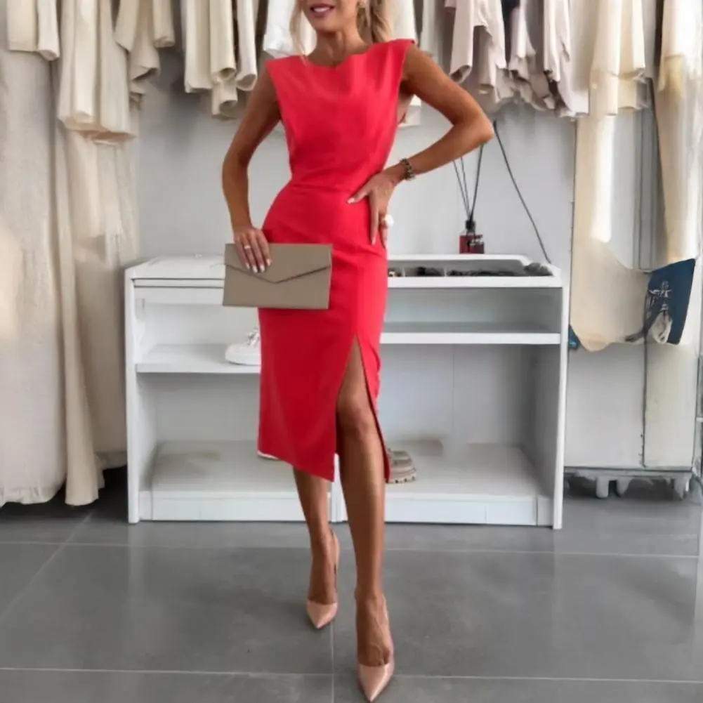 2025 Women Dress Round Neck Sleeveless Slim Fit Evening Party Dress Elegant Sexy Dress Bodycon Mini Summer Dresses Vestidos