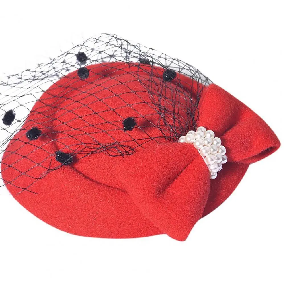 Retro Mesh Faux Pearl Fascinator Hair Clip Bridal Tea Party Headbands Mesh Hat Charming Fascinator Hats Cocktail Party Headwear