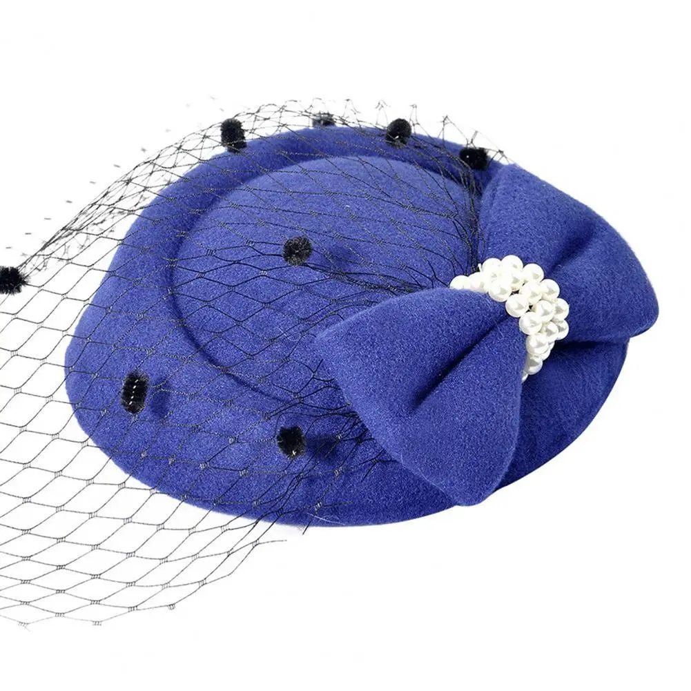 Retro Mesh Faux Pearl Fascinator Hair Clip Bridal Tea Party Headbands Mesh Hat Charming Fascinator Hats Cocktail Party Headwear