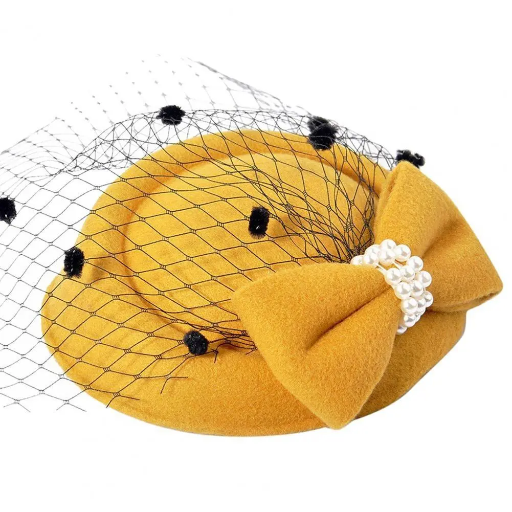 Retro Mesh Faux Pearl Fascinator Hair Clip Bridal Tea Party Headbands Mesh Hat Charming Fascinator Hats Cocktail Party Headwear