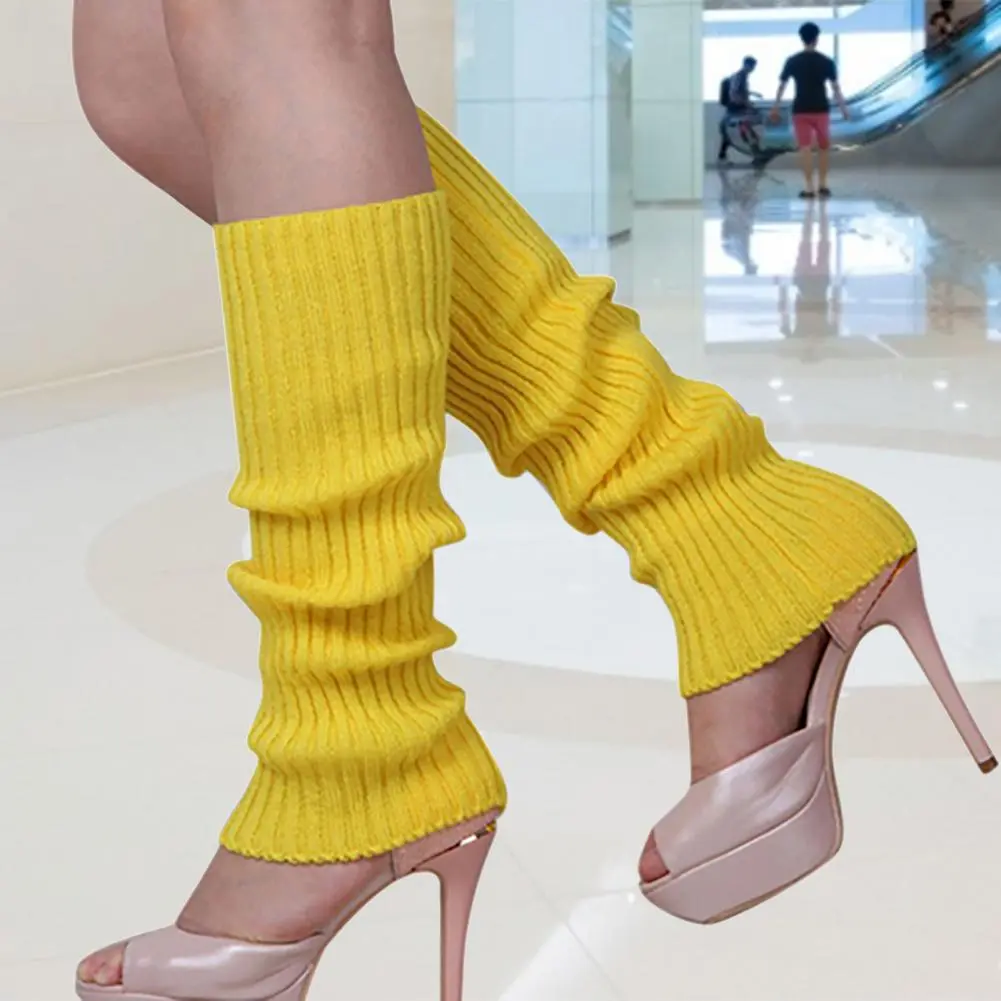 Knitting Leg Warmers Candy Color Boot Cover Women Autumn Warm Ankle Socks Knitted Knee Socks Punk Cool Knit Long Winter Socks