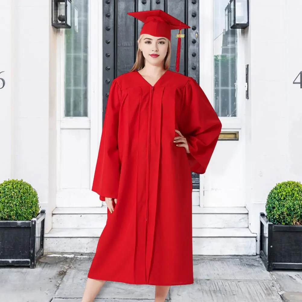 2Pcs 2025 Badge Graduation Gown And Cap Set Women Men Bachelor Degree Ceremony Graduation Uniform Academic Dress With Hat