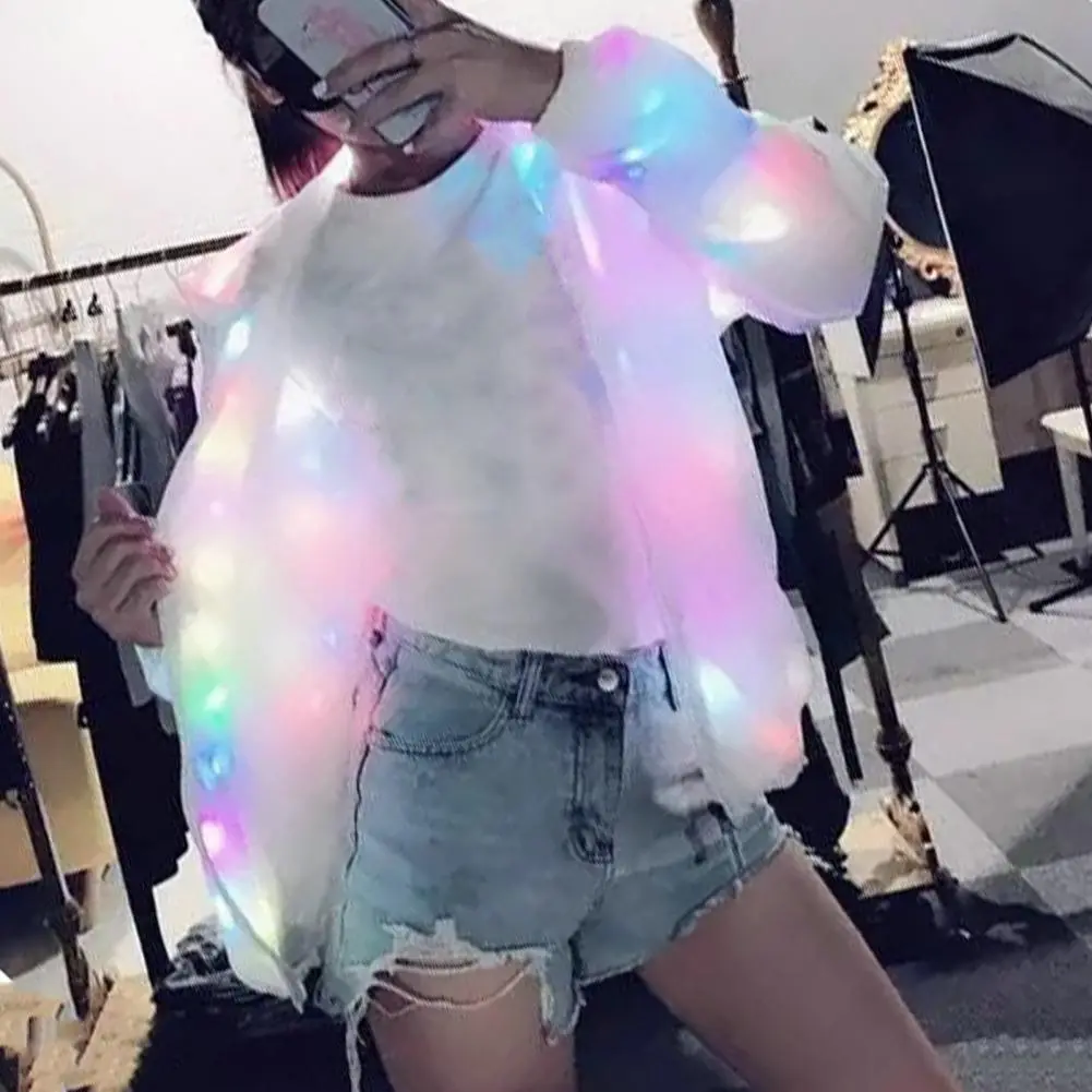 LED Hooded Jacket LED Light-up Performance Jacket Light-up Party Jackets Women Men Dancing Coat DJ Luminous Singing Jackets