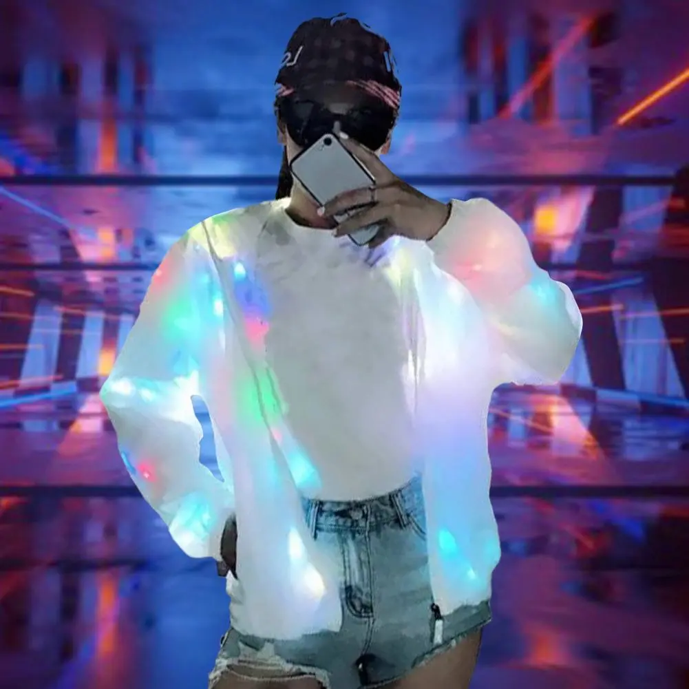 LED Hooded Jacket LED Light-up Performance Jacket Light-up Party Jackets Women Men Dancing Coat DJ Luminous Singing Jackets