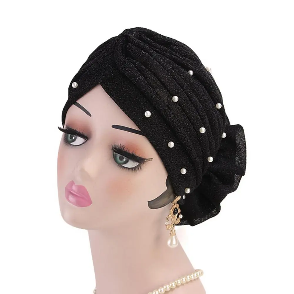 Faux Pearl Muslim Turban Hat Hijab Caps Islamic Underscarf Bonnet For Woman  Islamic Underscarf Women Hats Elastic Head Wrap