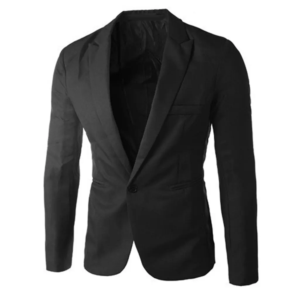 2022 Men Long Sleeve Lapel Suit Fashion Solid Slim One Button Male Business Wedding Suit Button Buckle Formal Jacket