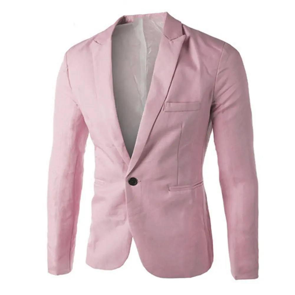 2022 Men Long Sleeve Lapel Suit Fashion Solid Slim One Button Male Business Wedding Suit Button Buckle Formal Jacket