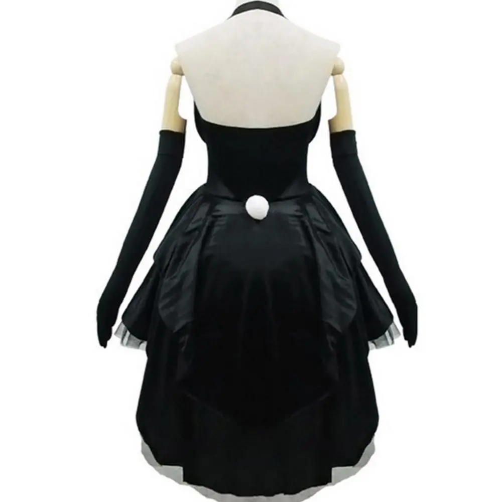 3Pcs Women Bunny Tuxedo Dress Gloves Headband Set Rabbit Ear Headband Backless Halter Dress Magician Halloween Cosplay Costume