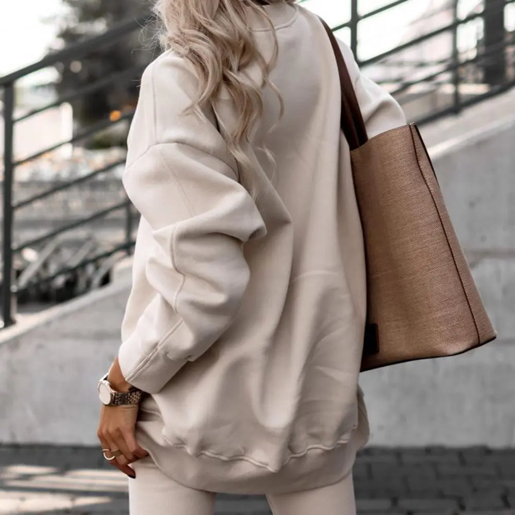 550g Women Tracksuit Sweatshirt Suits Casual O-neck Long Sleeve Pullover Sweatpants Two Pieces Set Thermal Slim Sweatshirt Set