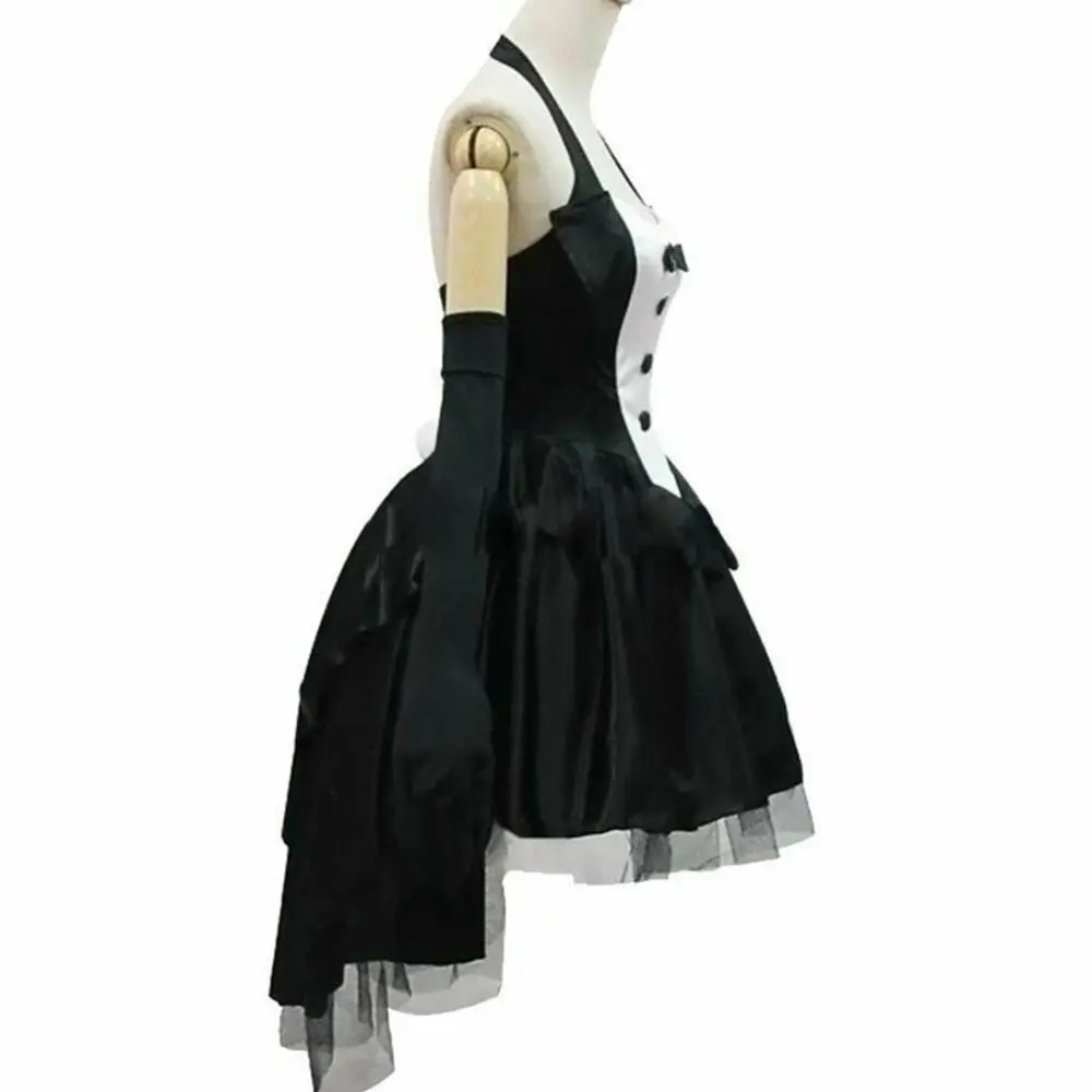 3Pcs Women Bunny Tuxedo Dress Gloves Headband Set Rabbit Ear Headband Backless Halter Dress Magician Halloween Cosplay Costume