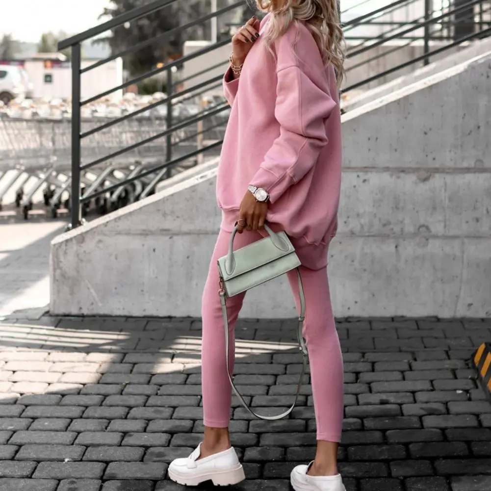 550g Women Tracksuit Sweatshirt Suits Casual O-neck Long Sleeve Pullover Sweatpants Two Pieces Set Thermal Slim Sweatshirt Set