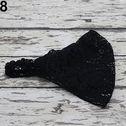 Women Fashion Bandanas Turban Lace Hollow Pattern Hair Band Wide Headband